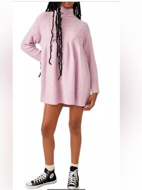 Free People Jaci Lavender Pink Sweater Mini Dress Size XS